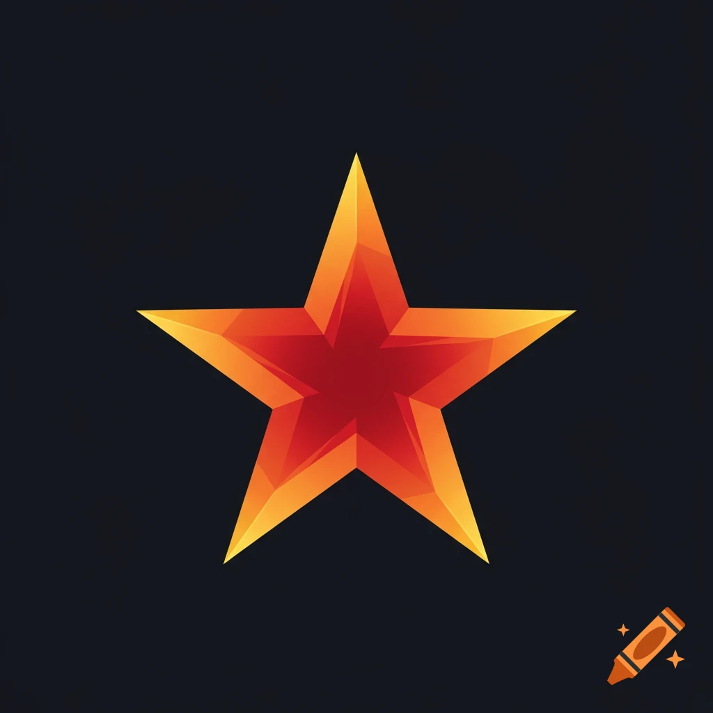 A stylized star logo with a red and orange gradient against a dark background.