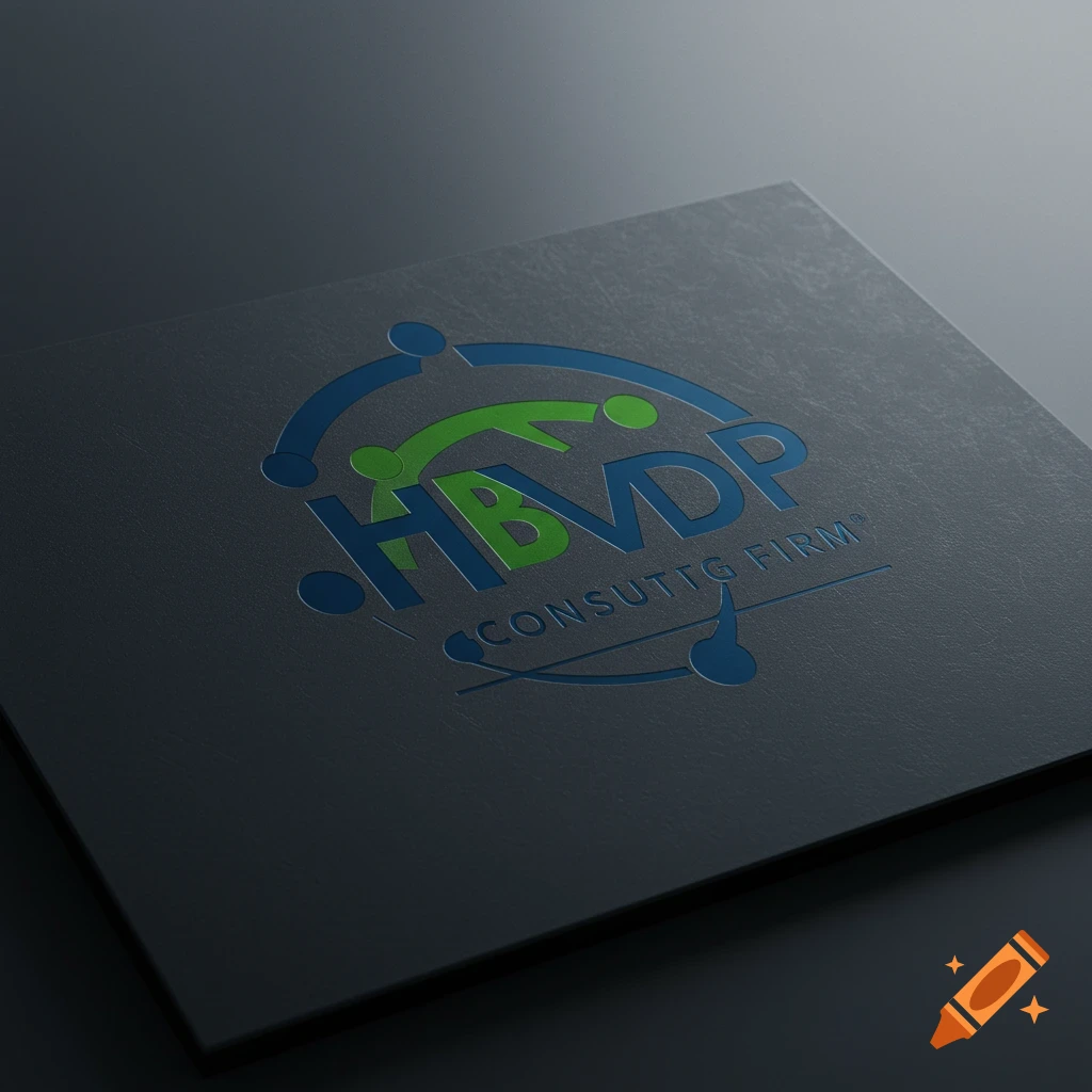 Logo for HBVDP Consulting Firm on a dark textured surface.