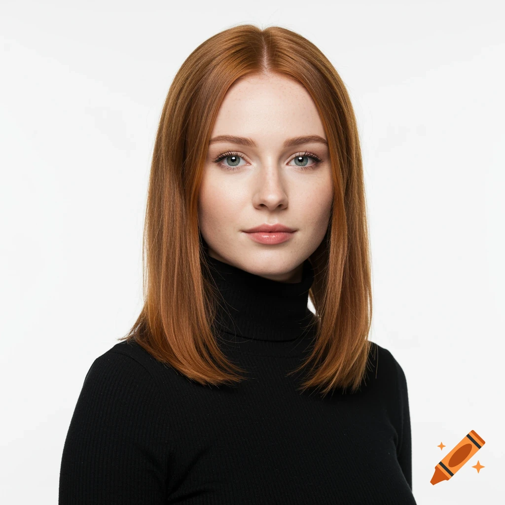 Professional headshot of a woman with red hair wearing a black turtleneck