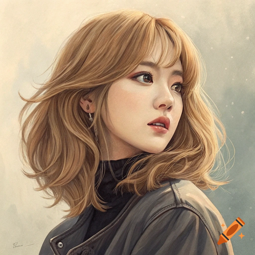 Portrait of a young woman with blonde hair looking aside.