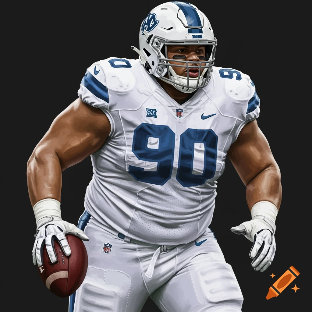 Football player in white uniform holding a football