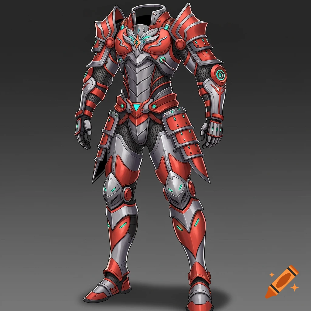 Red and silver full body anime-style armor