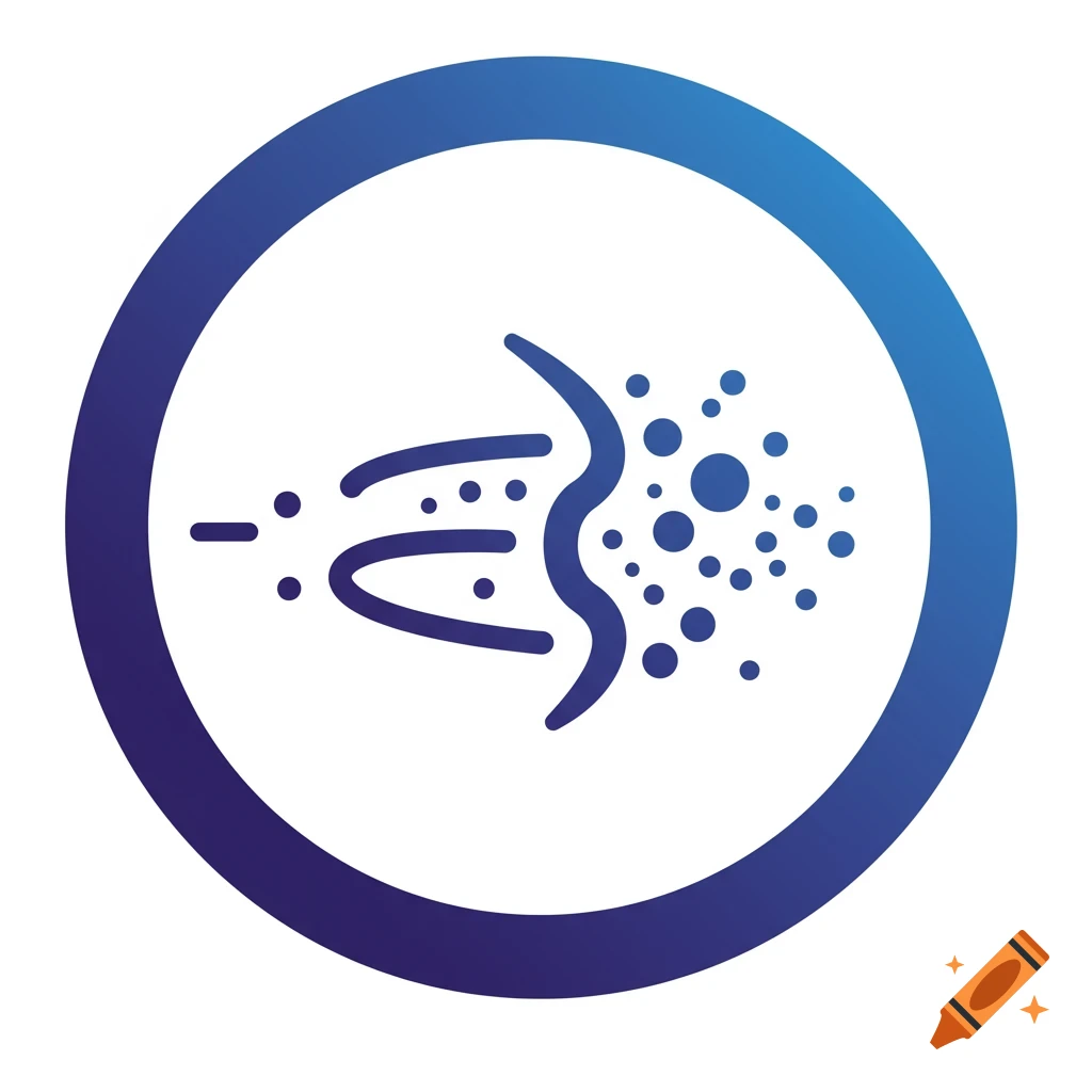 An icon showing blue stylized air particles blowing away from a wavy shape within a blue circle.