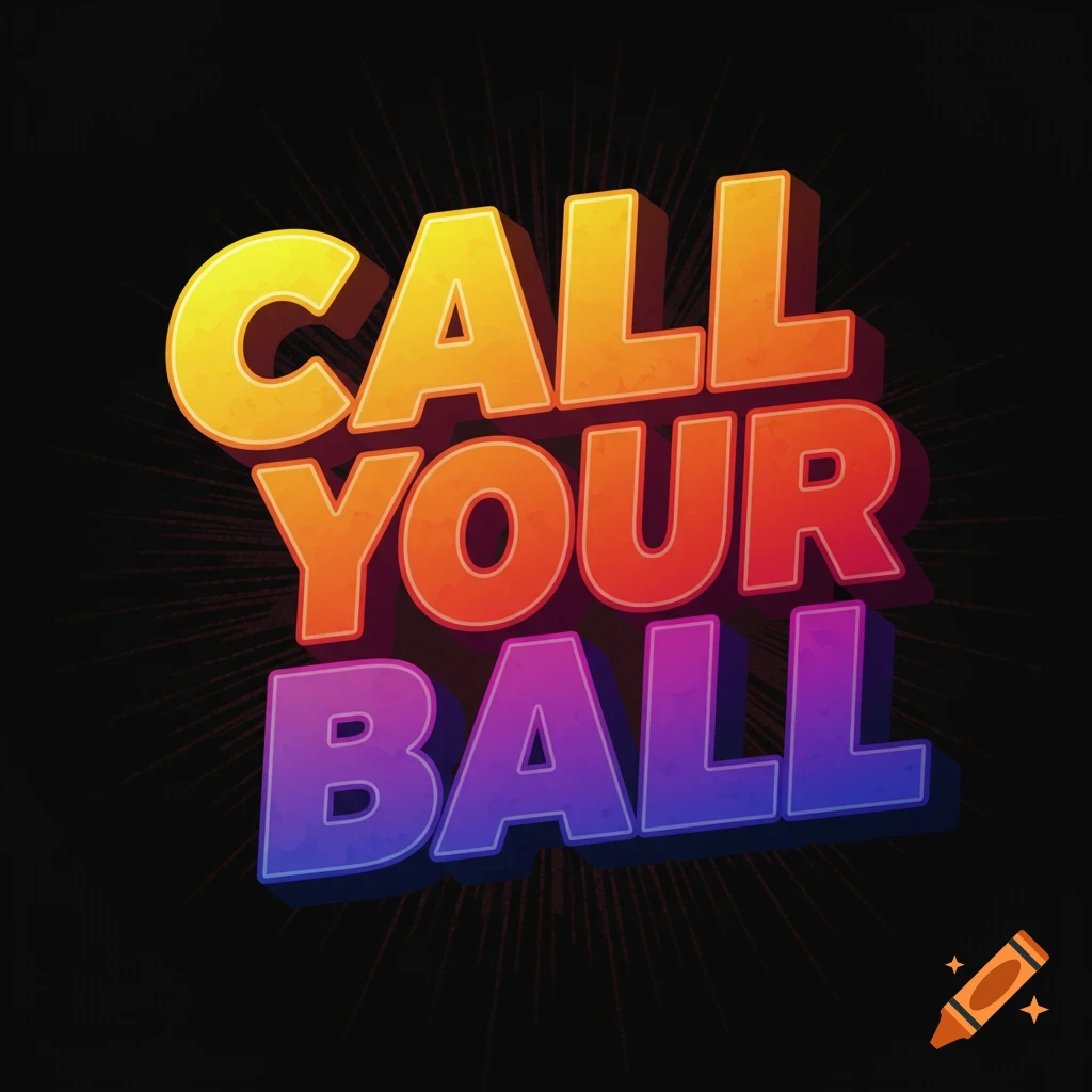 3D text in vibrant colors reads CALL YOUR BALL