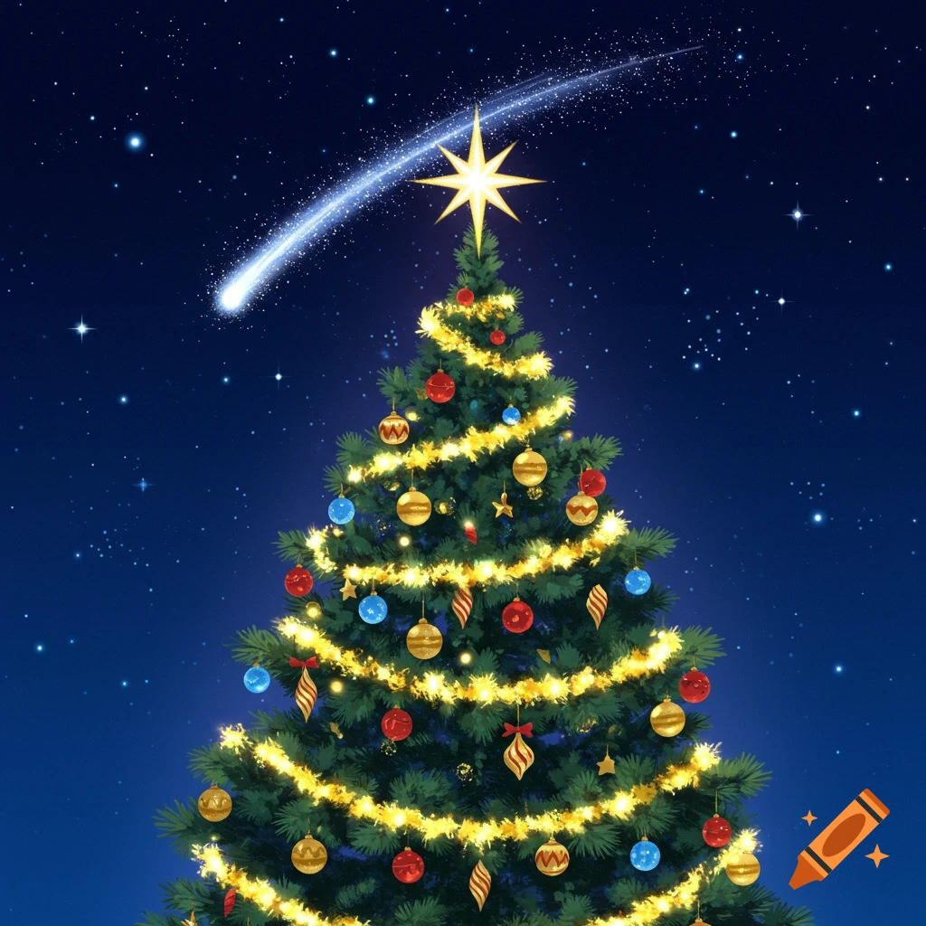 Snow wonderland mystic with snowfall and snow christmas tree Snow wonderland mystic with snowfall and snow christmas tree