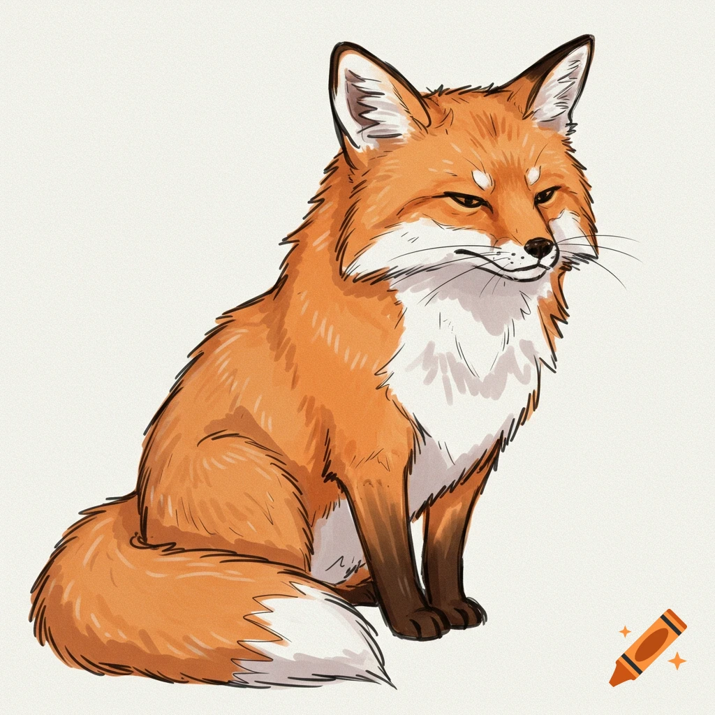 Illustration of a seated fox