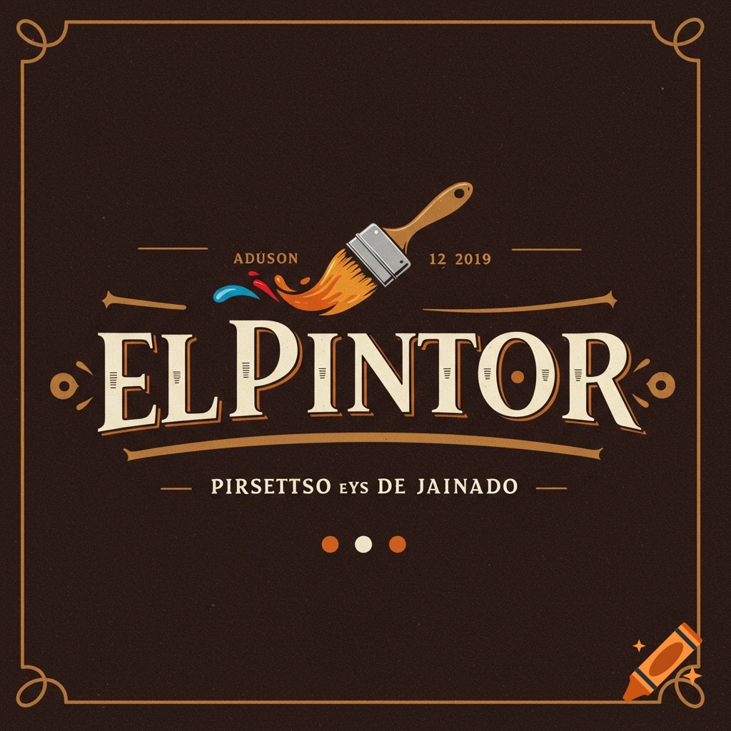 Logo design with a paint brush and the text 'El Pintor'