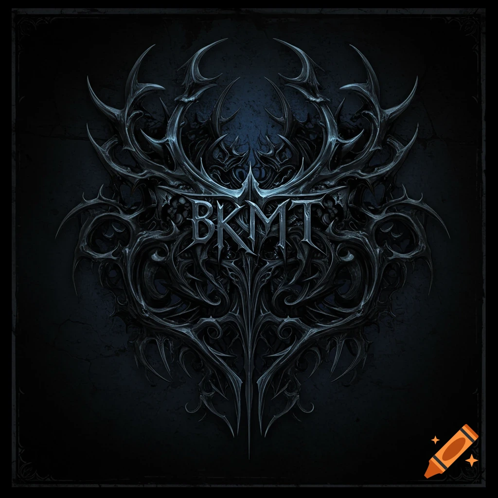 Dark gothic metal emblem with the letters BKMT in the center.