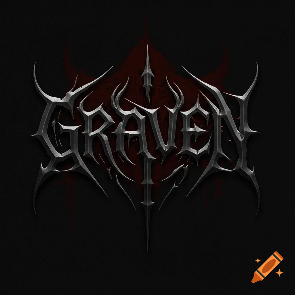 A stylized metallic death metal logo for the band Graven.