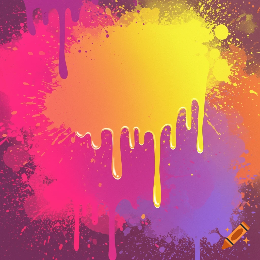 Colorful paint splatters and drips background