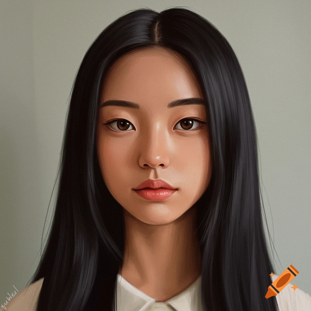 A young woman with long black hair