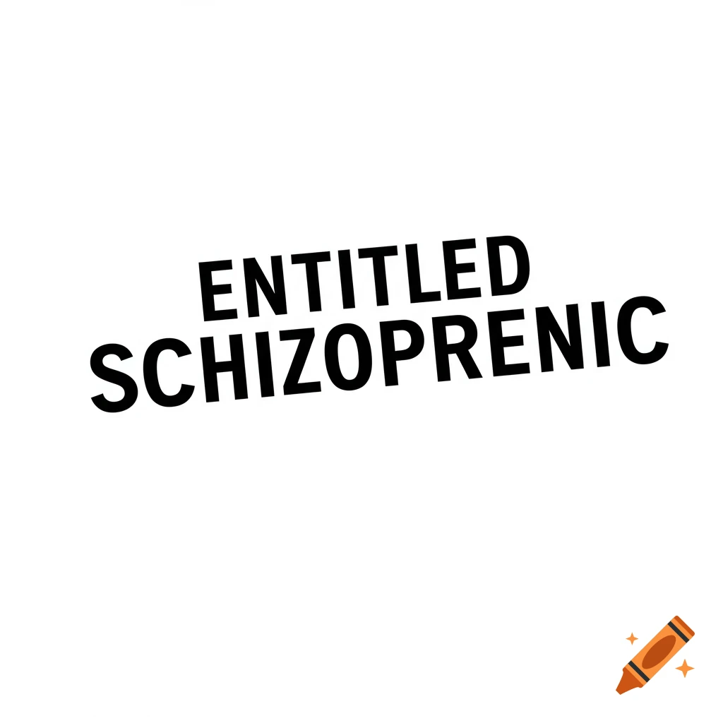 Black text reading 'ENTITLED SCHIZOPHRENIC' on a white background.