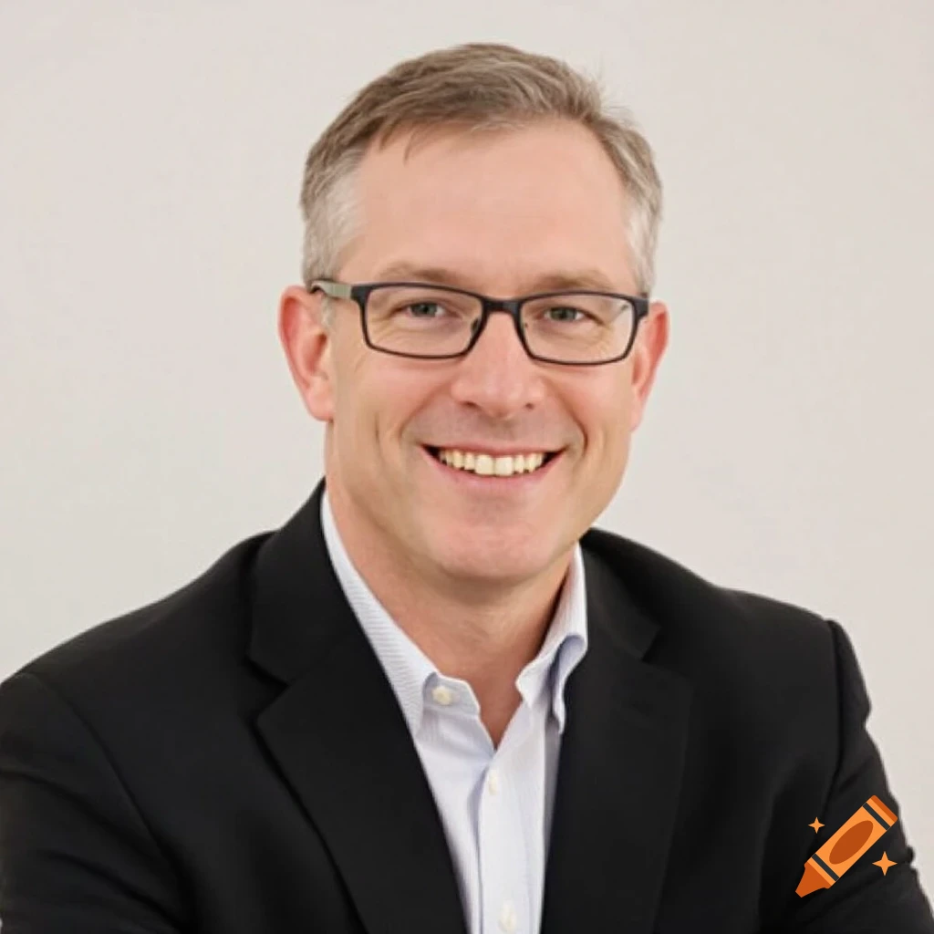 Headshot of a smiling man in a suit and glasses.