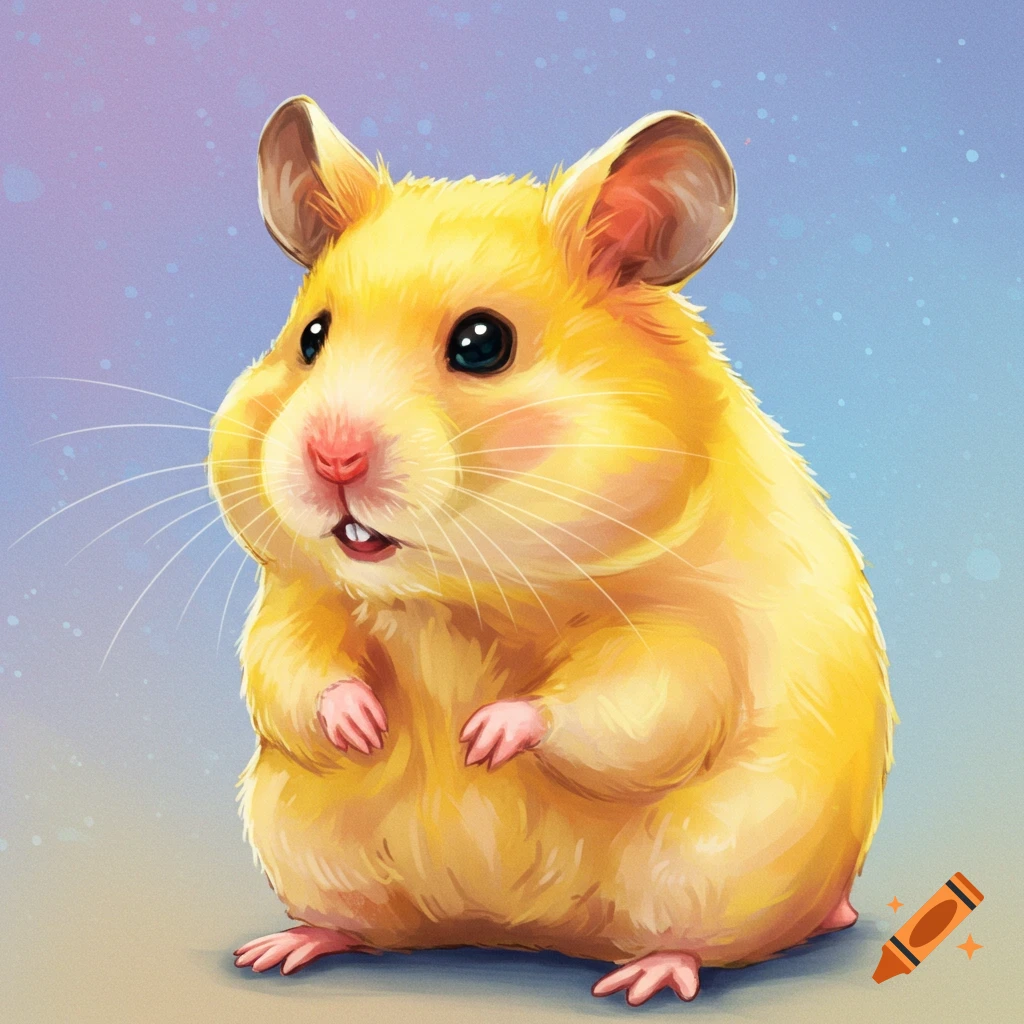 A cute yellow hamster illustration.