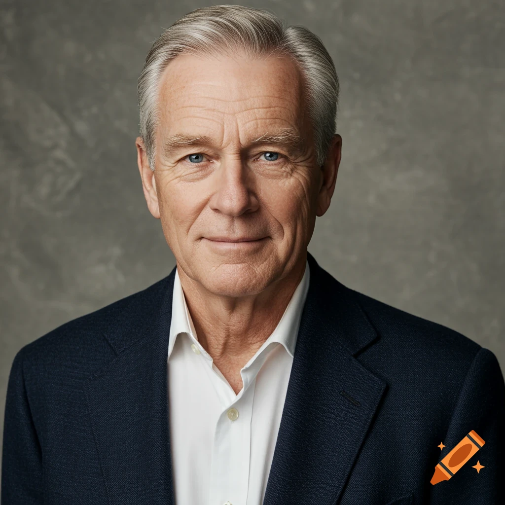 Portrait of an older man in a suit.