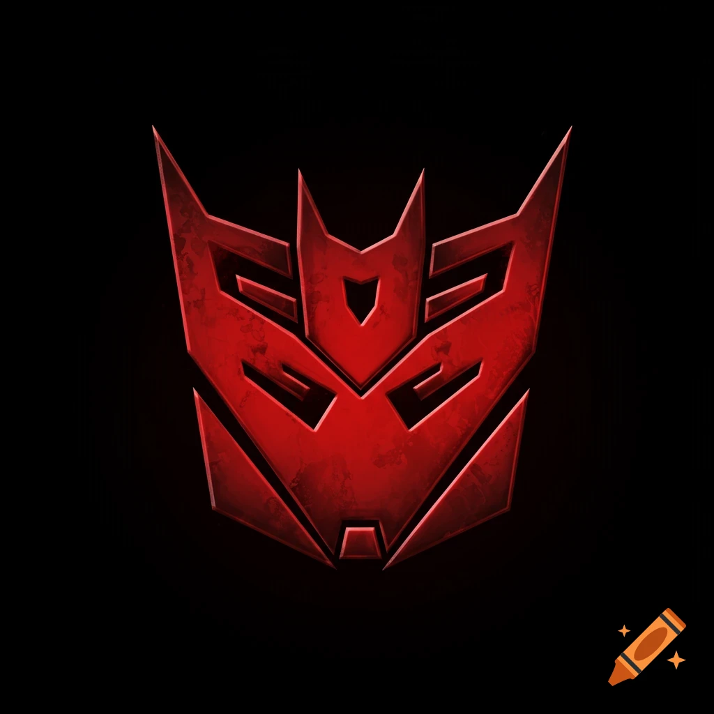 A red Decepticon symbol on a black background.