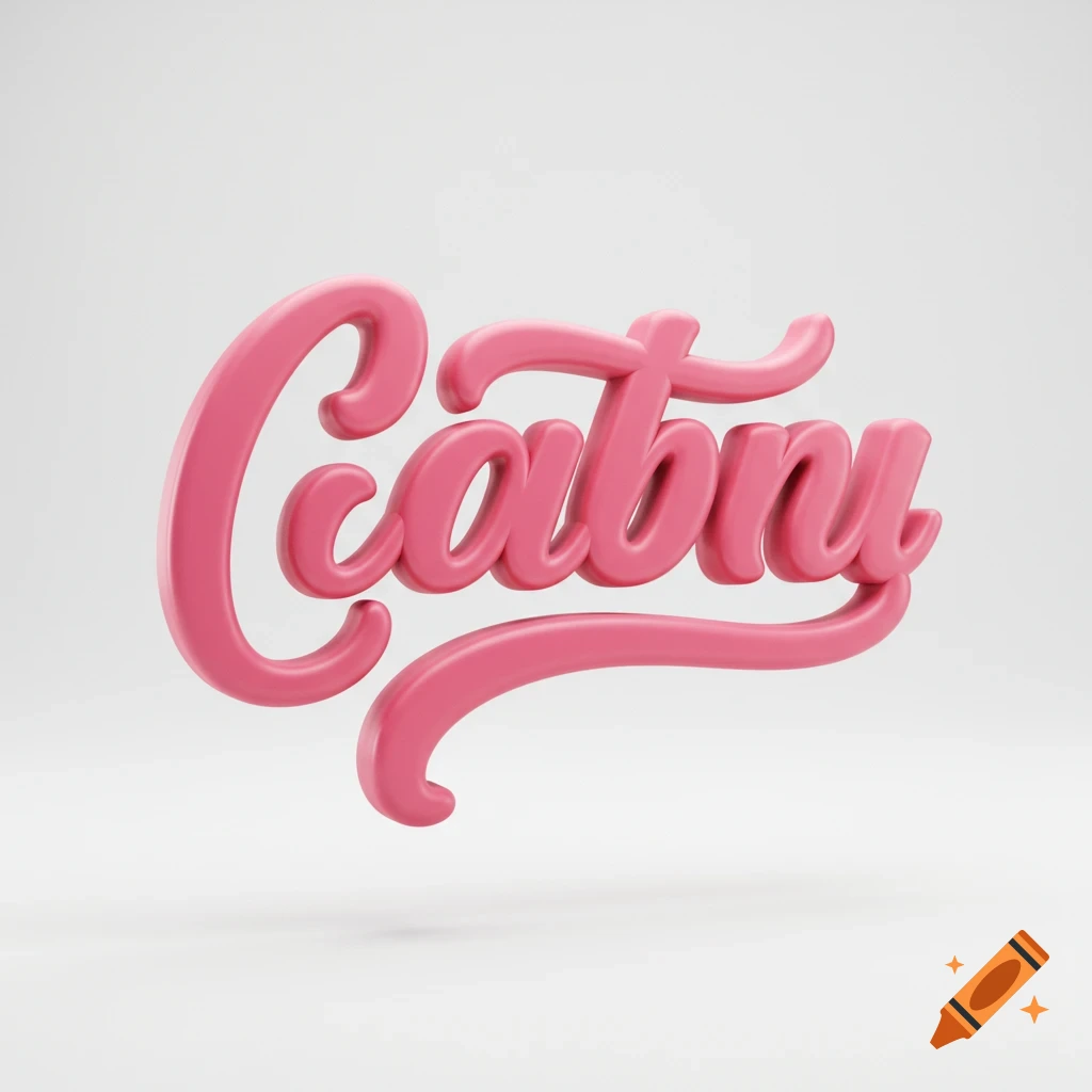 3D rendering of a pink cursive logo that reads "Coatny" on a white background.