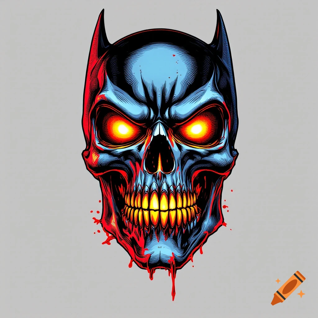 Batman-themed skull with Guns N' Roses elements