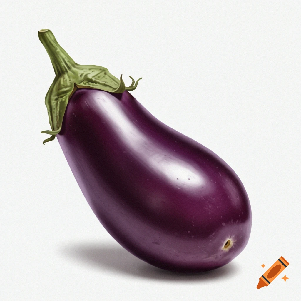 A single purple eggplant on a white background.