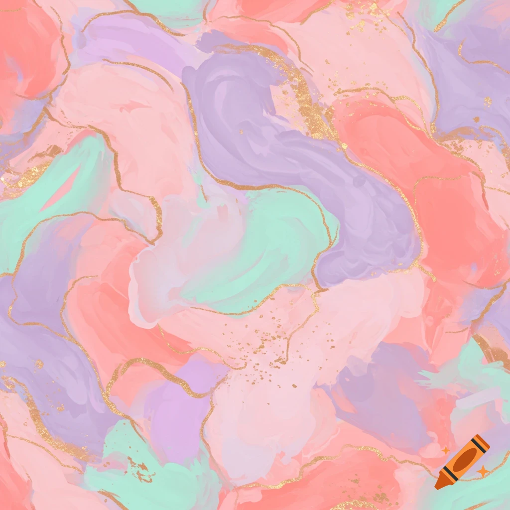 Abstract pastel swirl pattern with gold accents