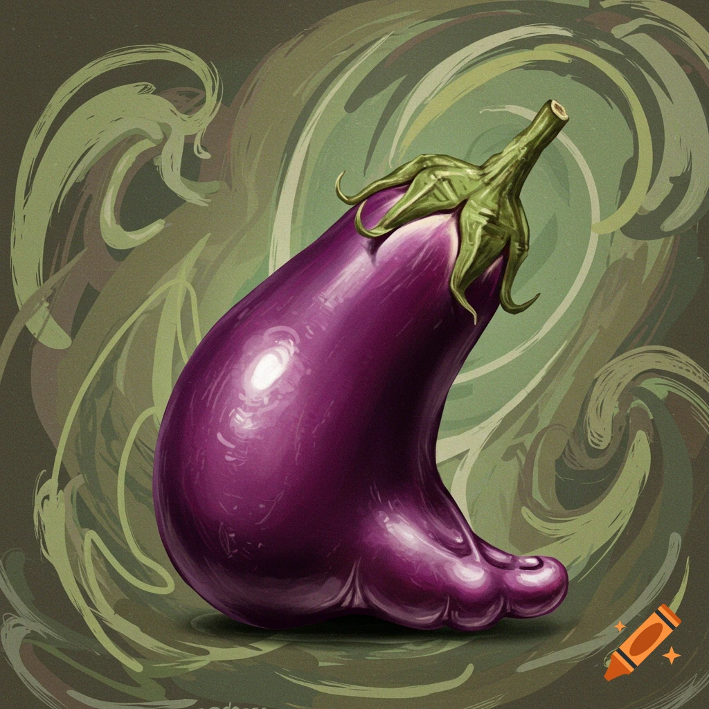 Illustration of a purple eggplant shaped like a foot.