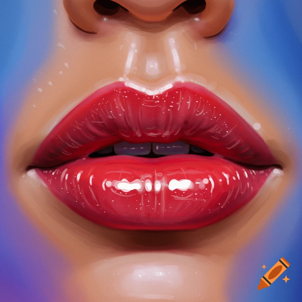 Close-up illustration of glossy red lips.