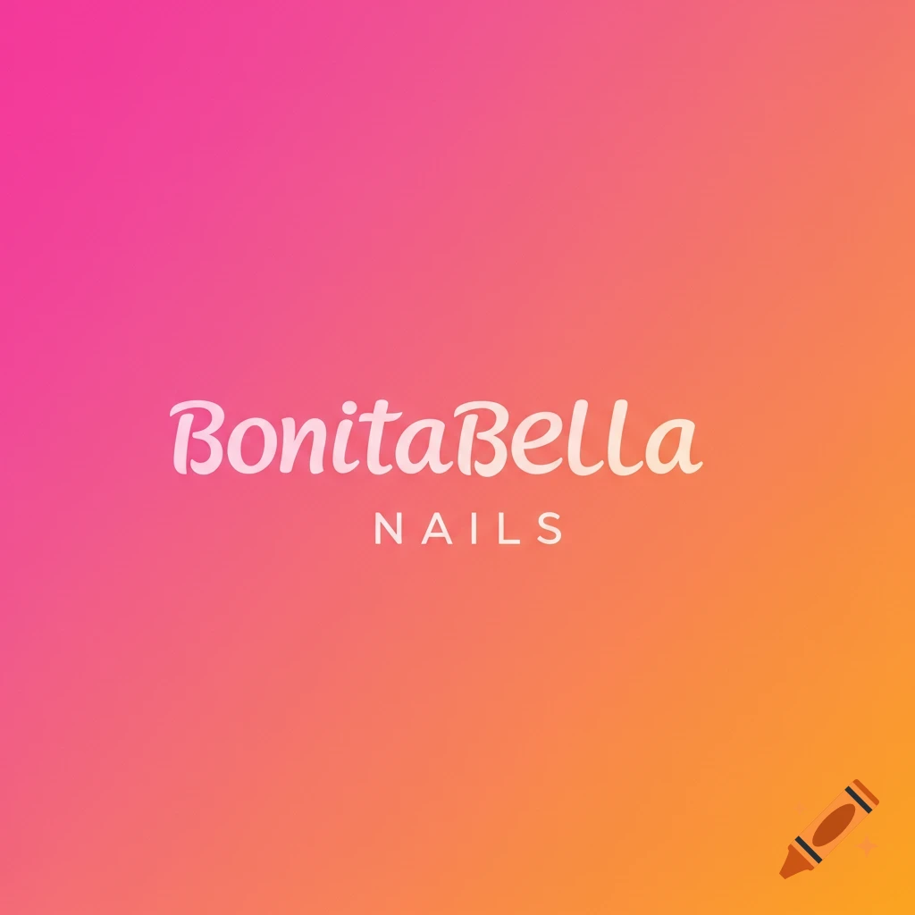 Text "BonitaBella NAILS" on a pink and orange gradient background.