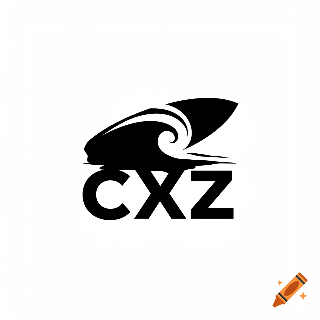 Black logo of a stylized wave or surfboard shape above the letters CXZ on a white background.