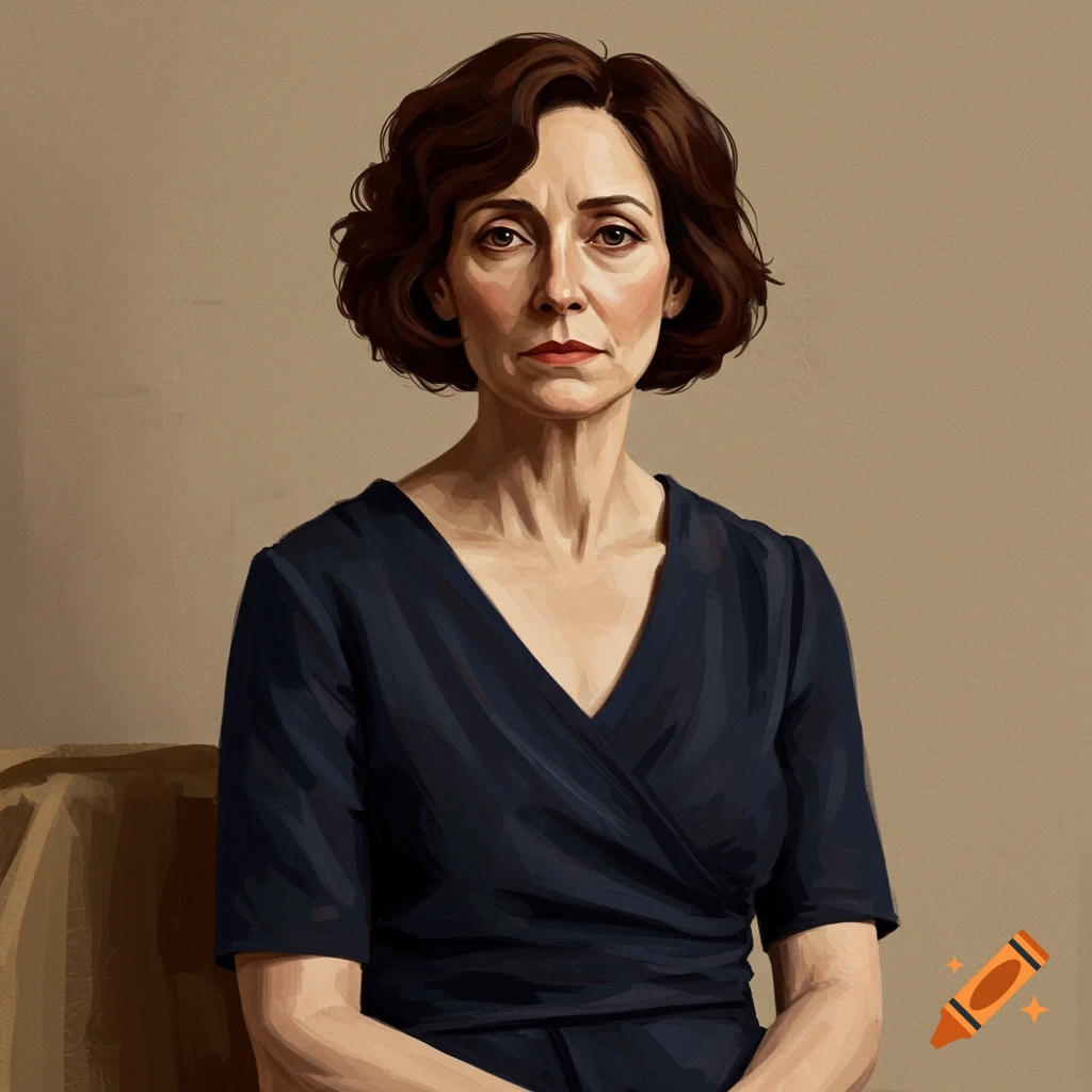 Portrait of a woman in a dark dress.