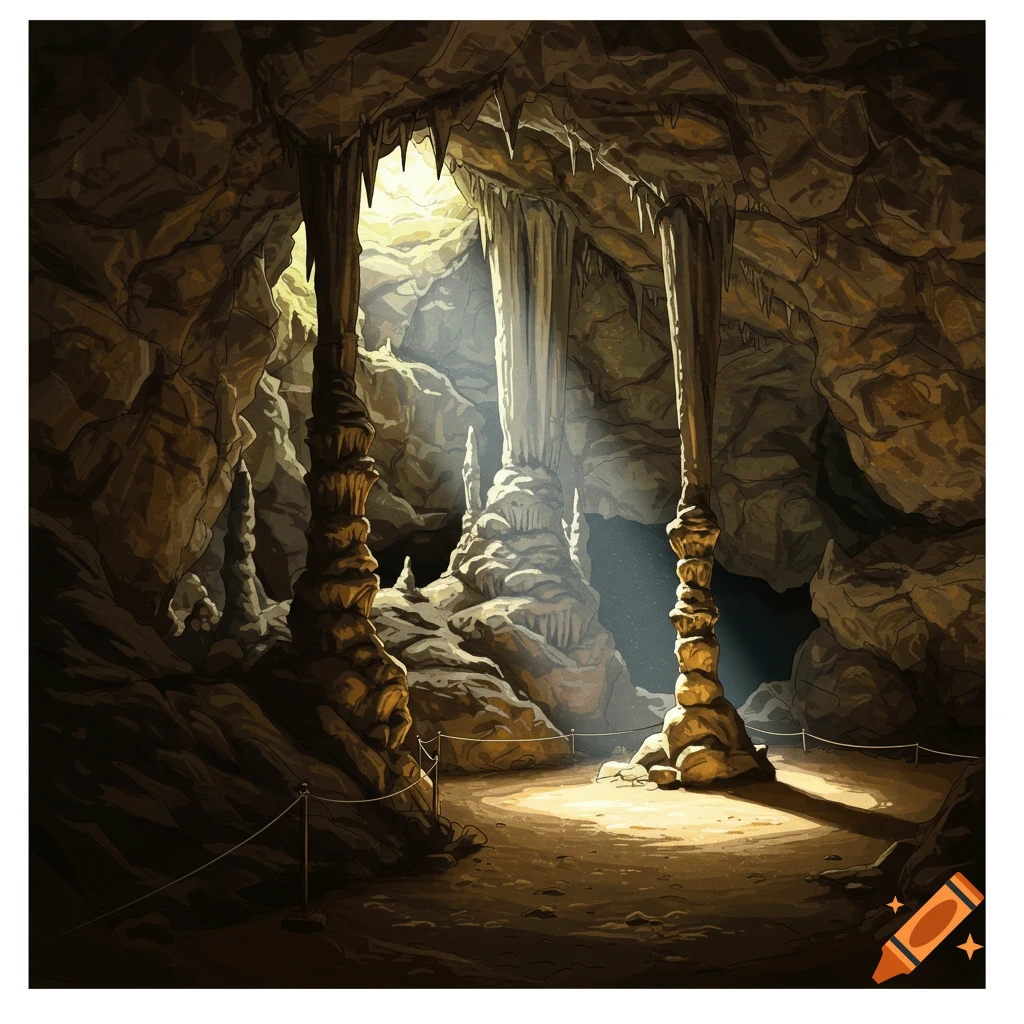 Elvish gate leading into a cavern in the underdark on Craiyon