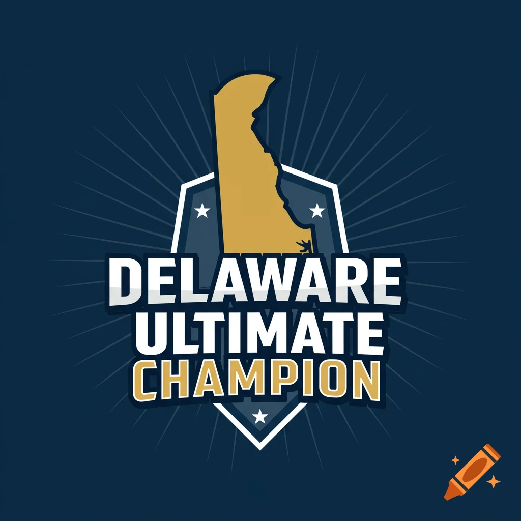 Logo for Delaware Ultimate Champion featuring the state outline.