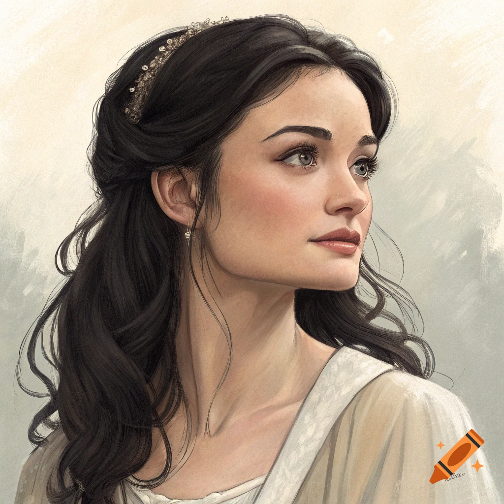 A woman with dark hair and a headband looks away in profile.