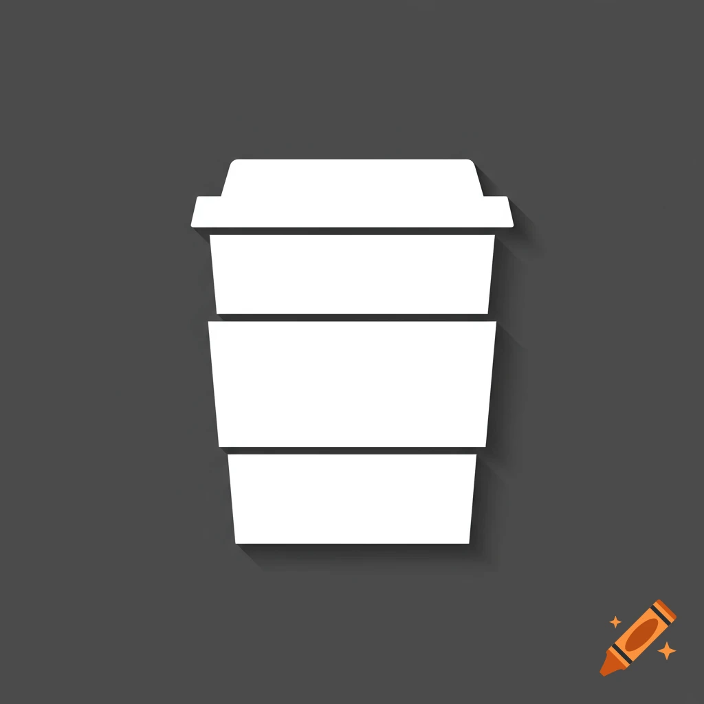 A white graphic symbol of a coffee cup with a sleeve.