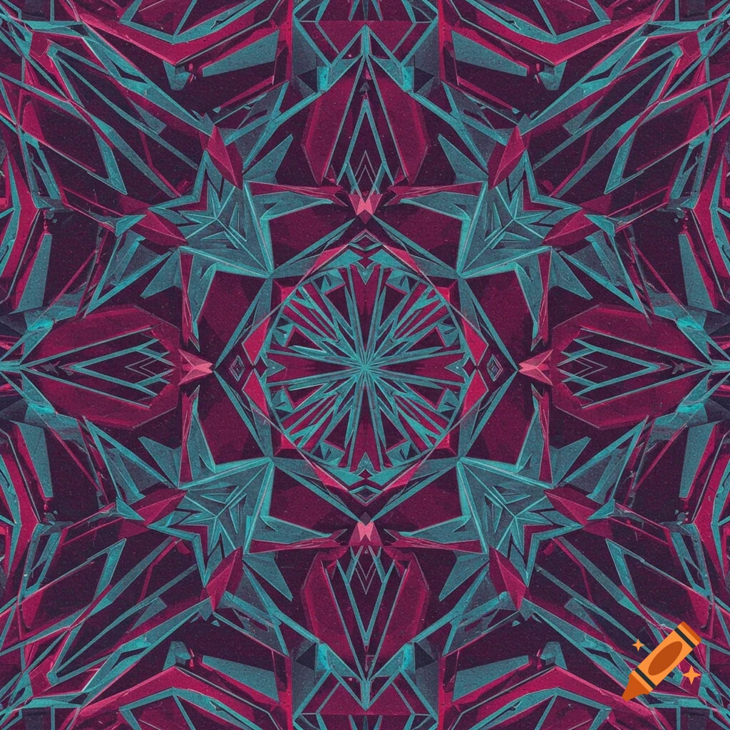 Abstract geometric pattern in pink and teal