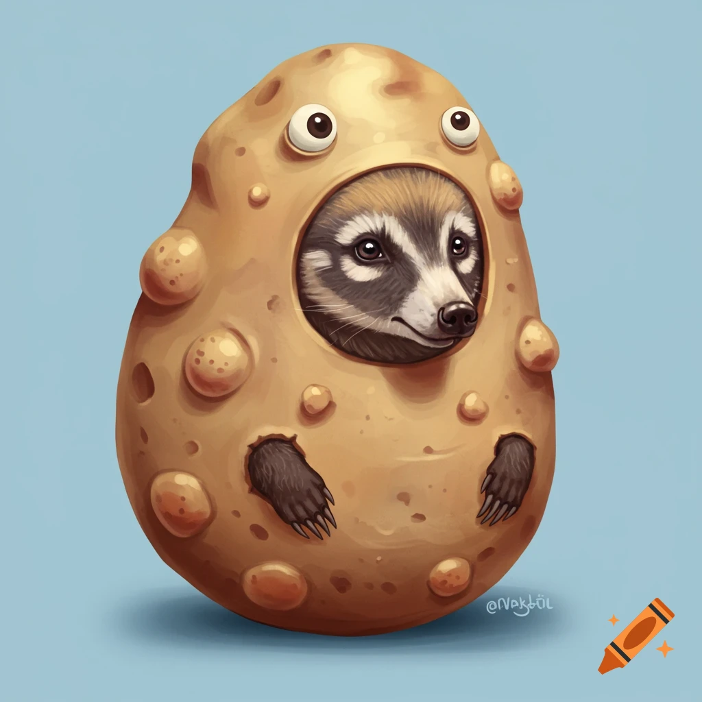 A coatimundi in a potato costume.