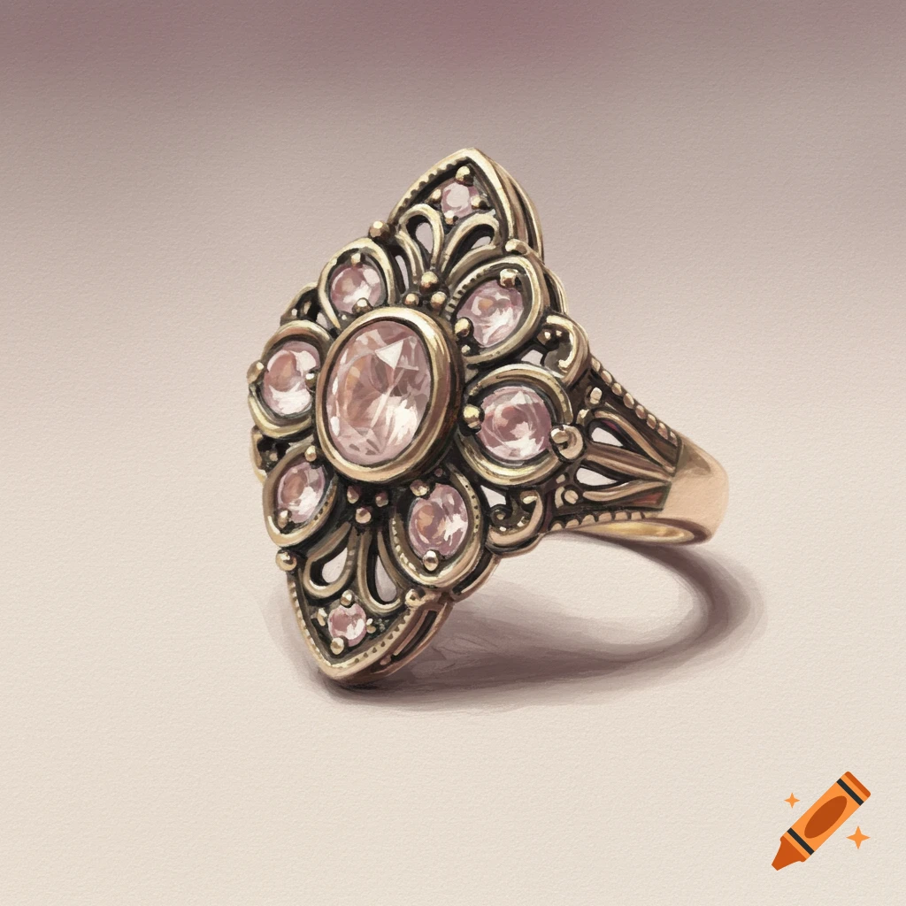 French vintage ring with pink stones.