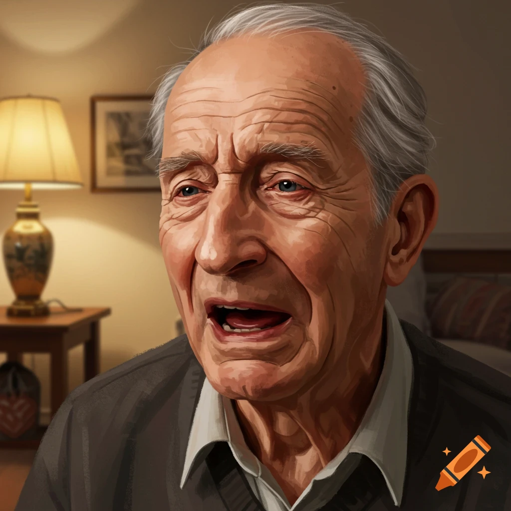 An old man looking distressed.