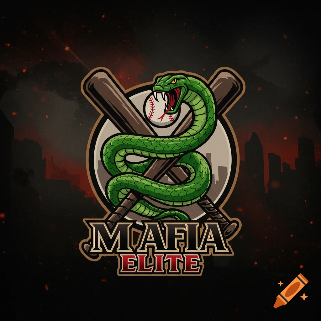Logo featuring a green snake coiled around crossed baseball bats and a baseball, with text MAFIA ELITE