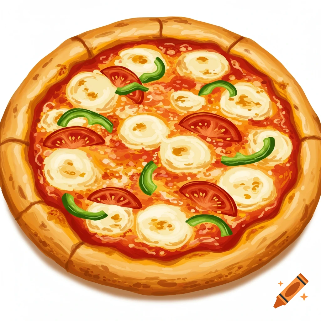 A whole pizza with tomato, mozzarella, and green pepper toppings.