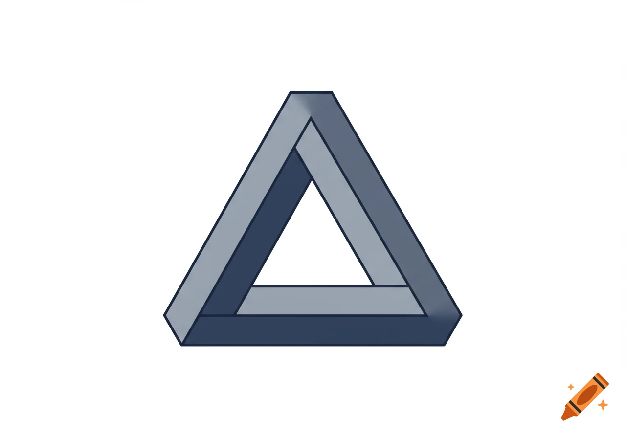 Illustration of a blue and gray paradox triangle on a white background