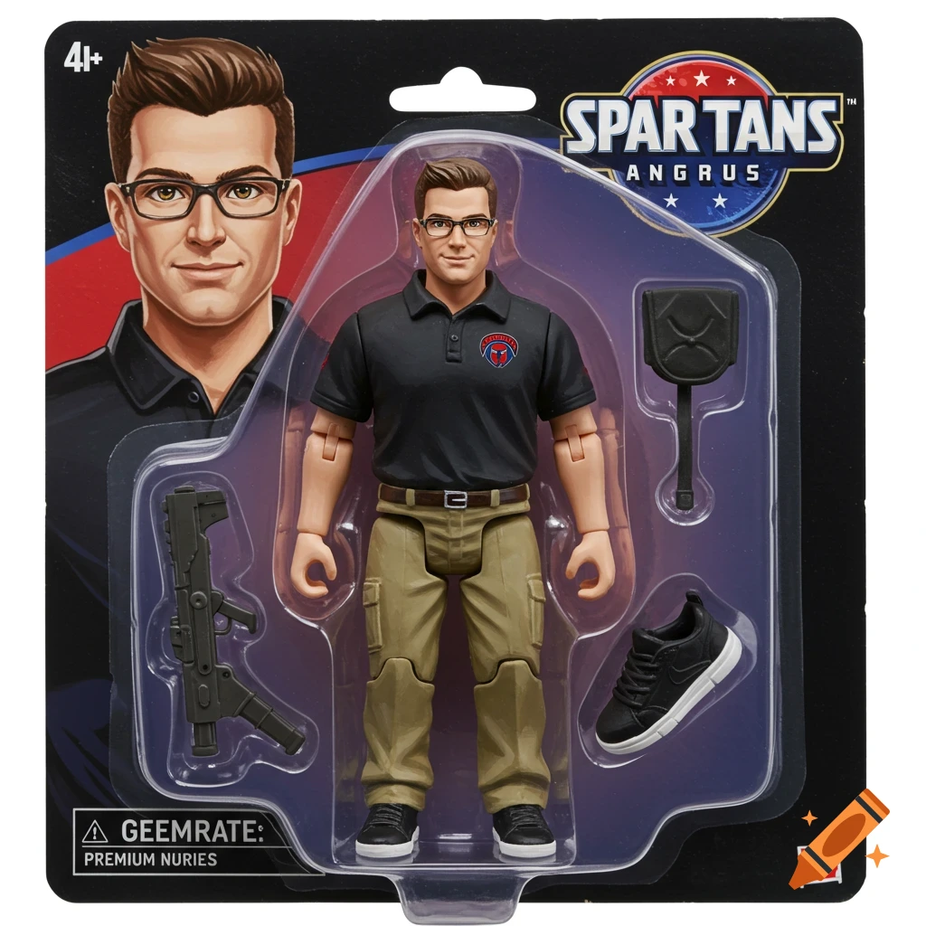 Toy action figure in retail packaging with text labels.