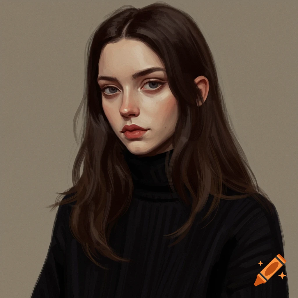 Woman with dark brown hair wearing a black turtleneck.