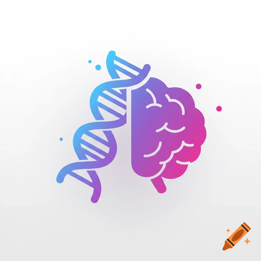 Stylized icon of a DNA helix merged with a brain.