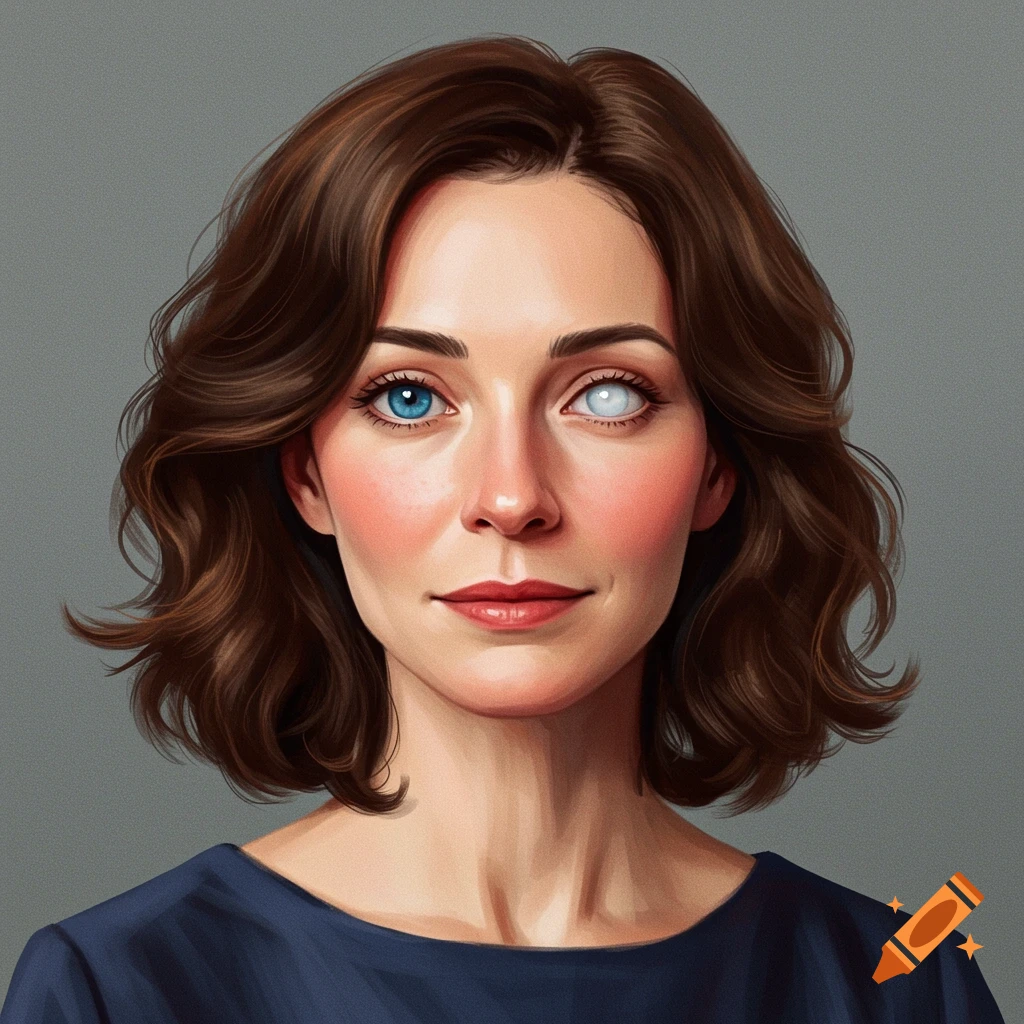 A woman with heterochromia eyes, one blue and one white.