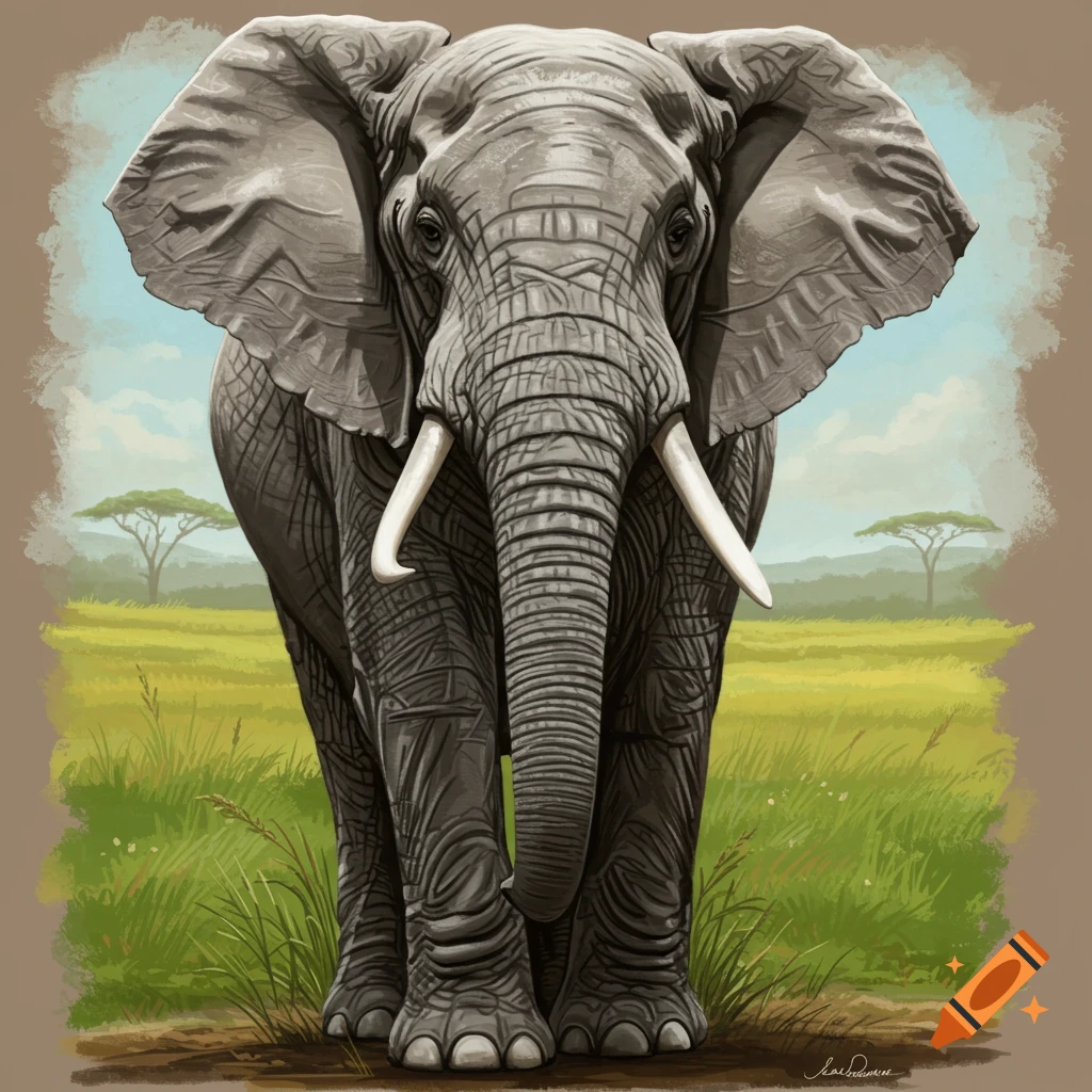 An elephant standing in a grassy savanna.