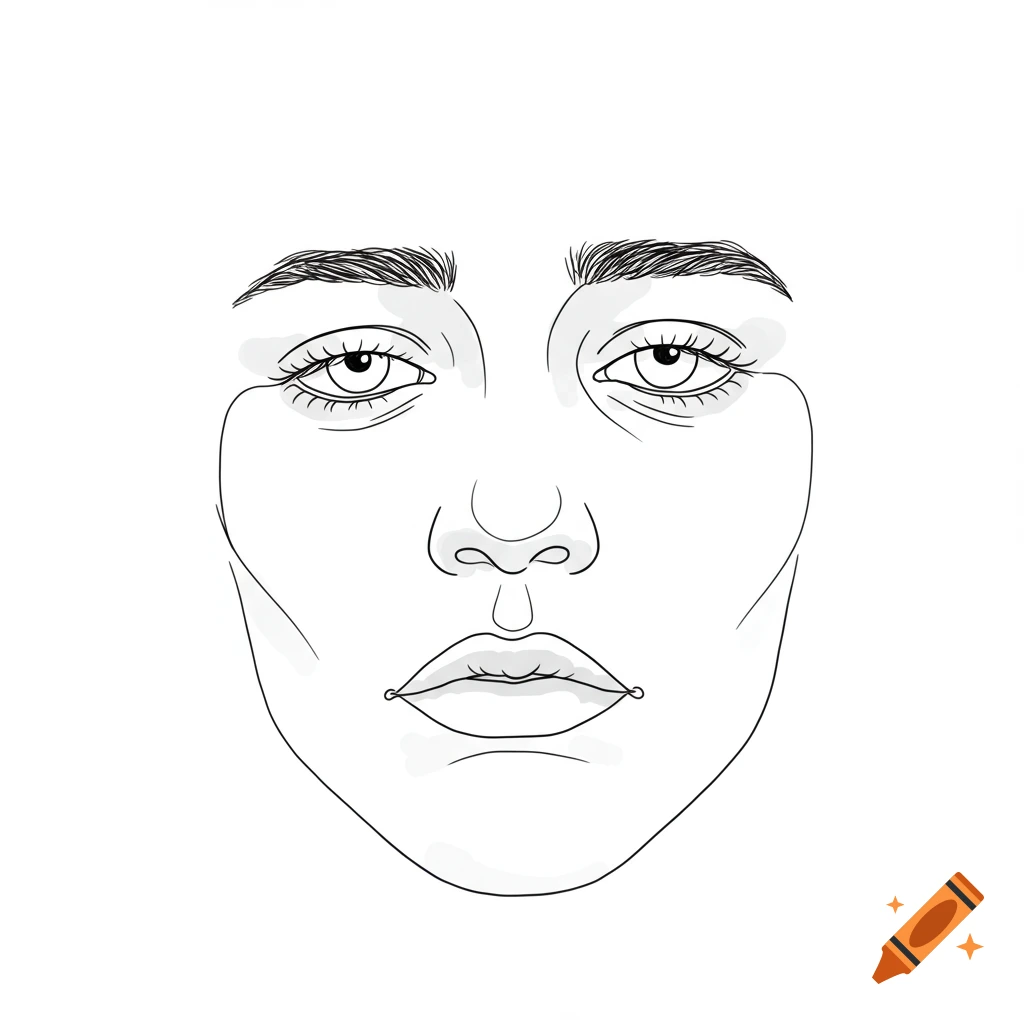 Minimalist line art drawing of a face.