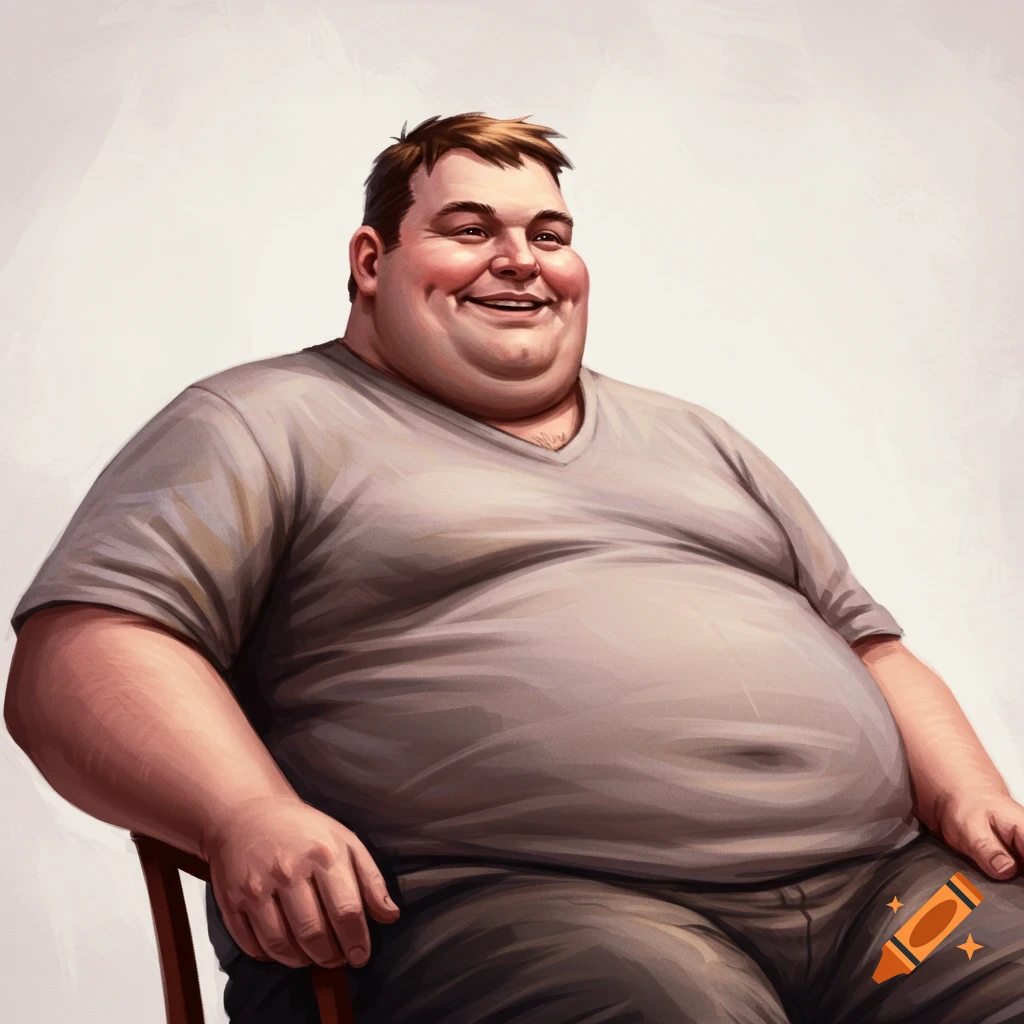 A large man sitting and smiling.