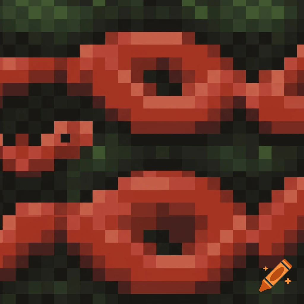 Pixelated red and black pattern for a retro game texture.