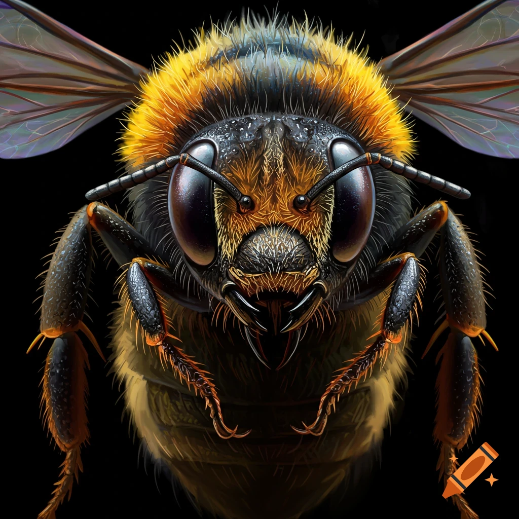 Detailed close-up of a bee