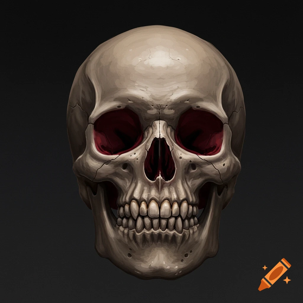 A detailed human skull.